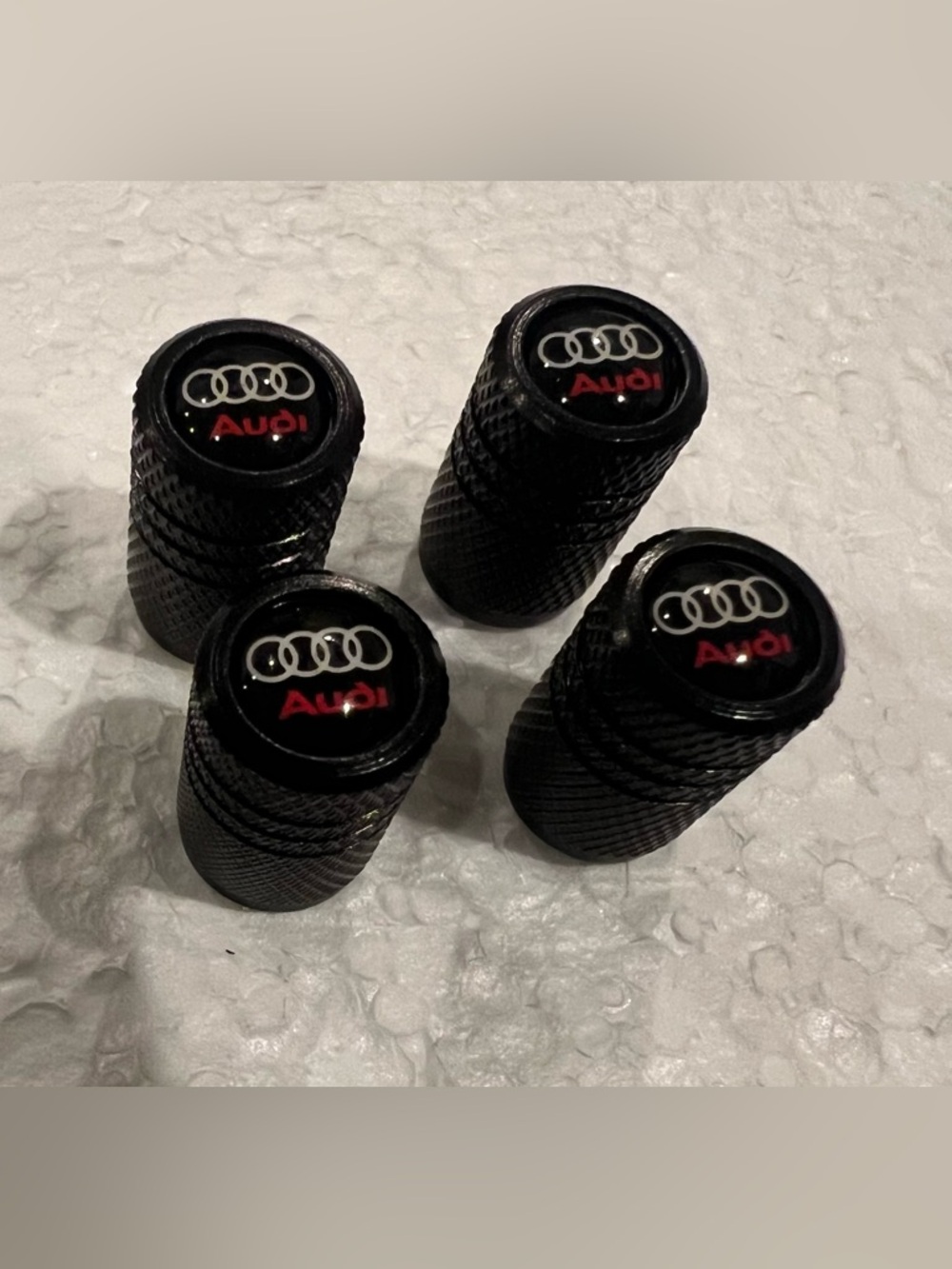 Audi Black Tire Valve Stem Caps - Set of 4
